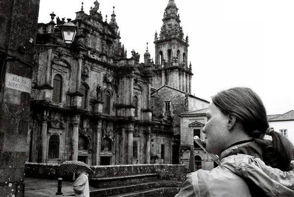 Flute playing in Santiago de Compostela