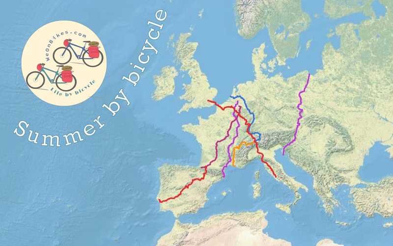 Karte mit 7 Fernradwegen in Westeuropa
