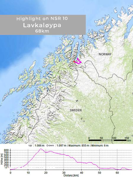 Lavkaløypa in Lyngenfjord 68 km (at NSR 10)