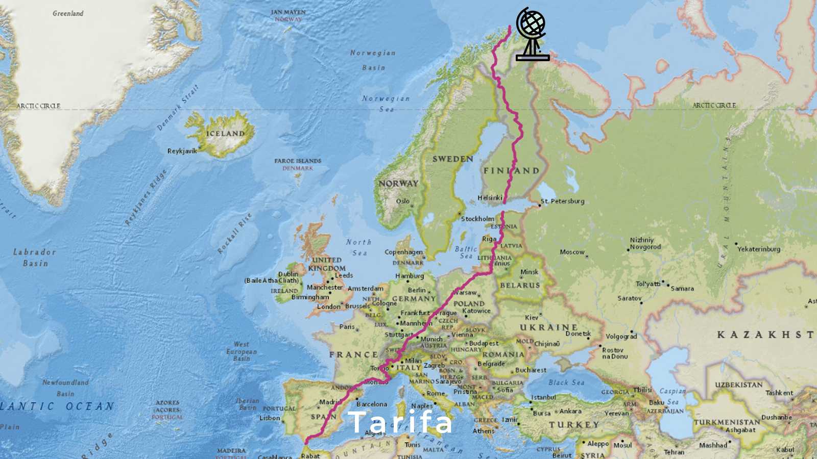 NorthCape-Tarifa race route