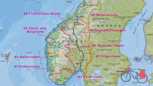 Routen Südnorwegen