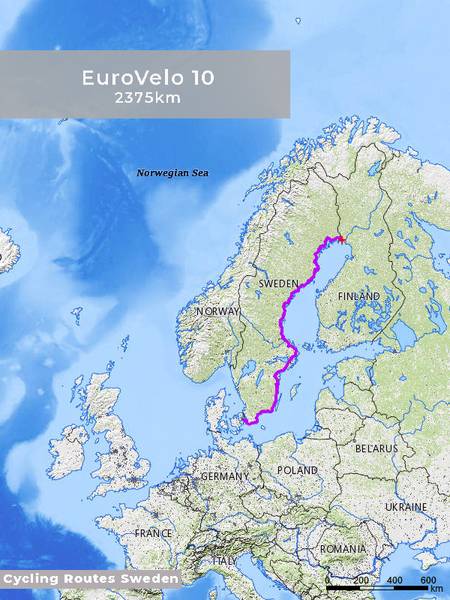 EuroVelo 10 Baltic Coast Route 2375 km in Sweden